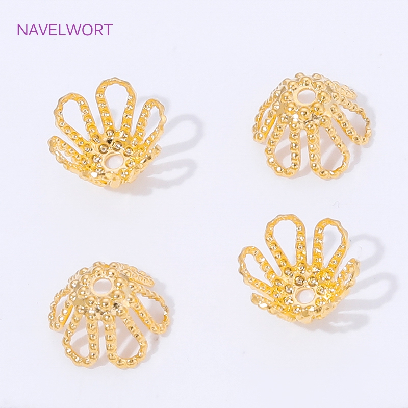 Bead Cap Flower - 18K vergoldete Abstandshalterperlenkappen, Messing-Blumenperlenkappen für Schmuckherstellungszubehör,