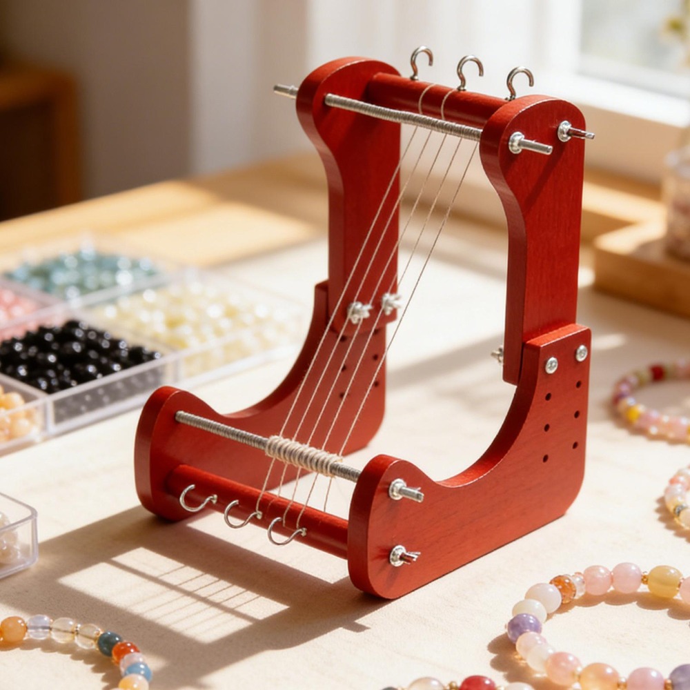 Jewelry Making - Holzperlen-Webrahmen-Set mit Verstellbarer Länge, Tischwebwerkzeug für