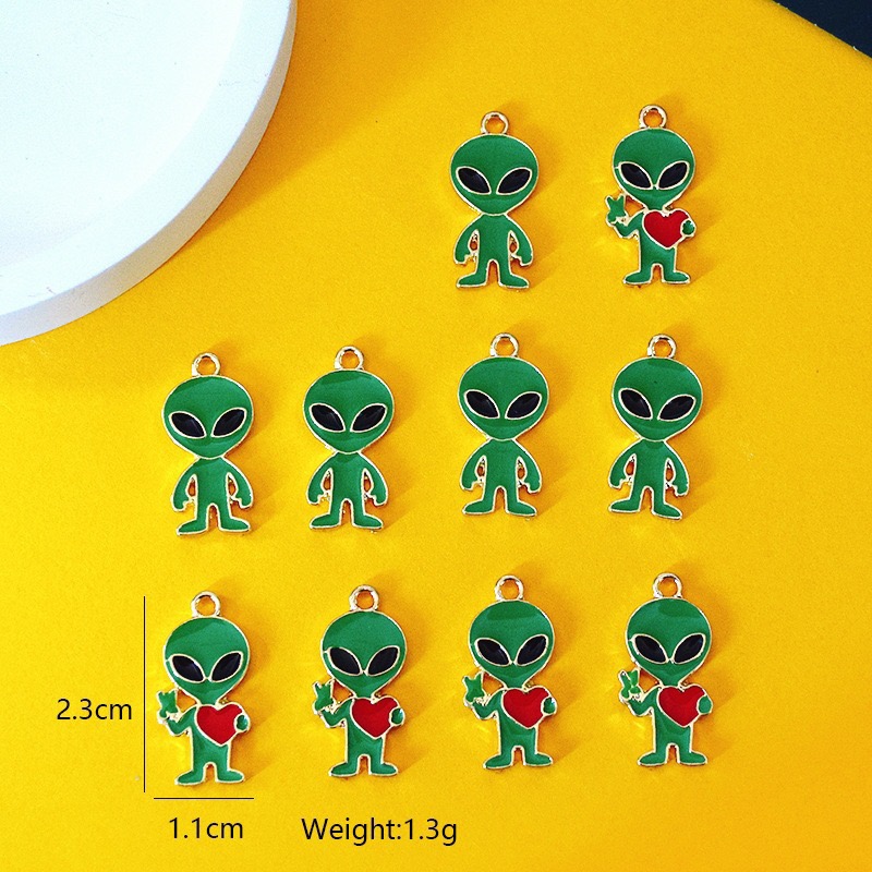 Jewelry Making - 10 Stück Einfache Alien-Legierungsanhänger mit Emaille,