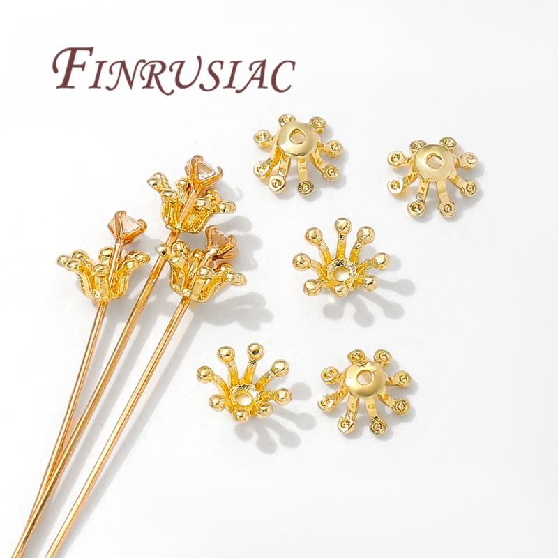 Bead Cap Flower - 14K vergoldete Blumen-Perlenkappen, Messing-Perlenkappen für Armbandherstellung,