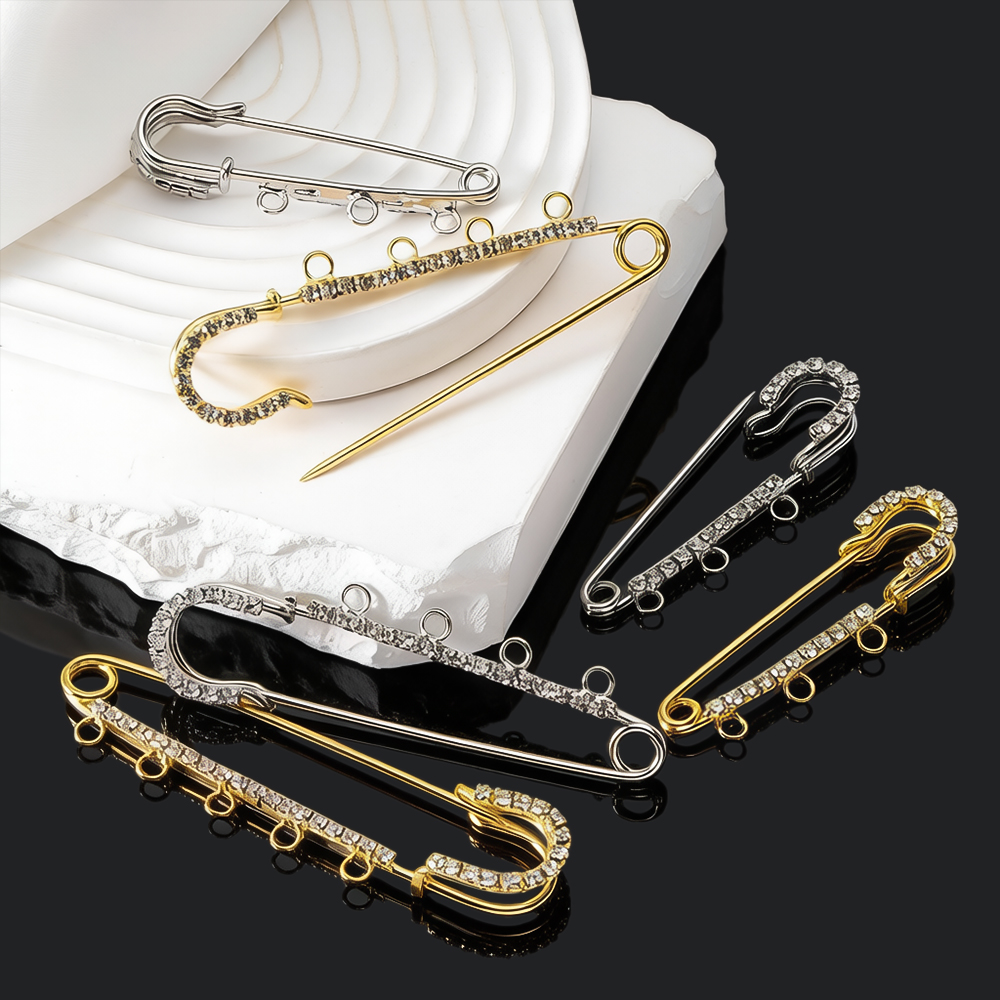 Jewelry Making Ring Tool - 5 Stück große Sicherheitsnadeln mit Strass-Broschen-Rohlingbasis