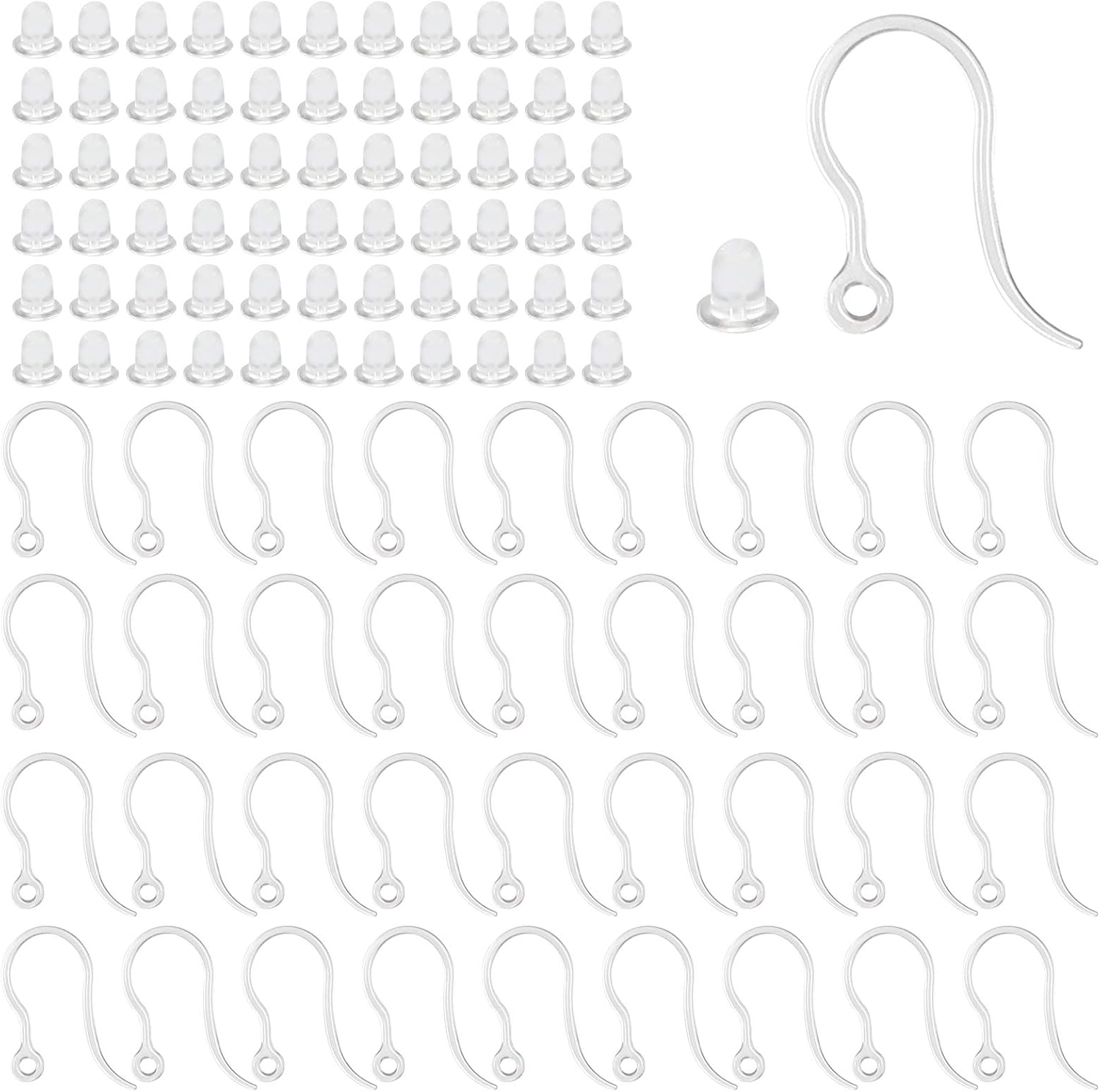 Jewelry Making Essentials - 40 Stück durchsichtige Kunststoff-Ohrringhaken, Ohrhaken mit