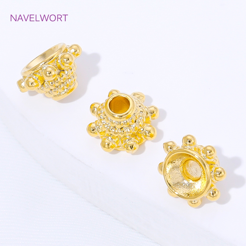 Bead Cap Flower - 2/4/8 Stück 18K vergoldete Abstandshalter-Perlenkappen für