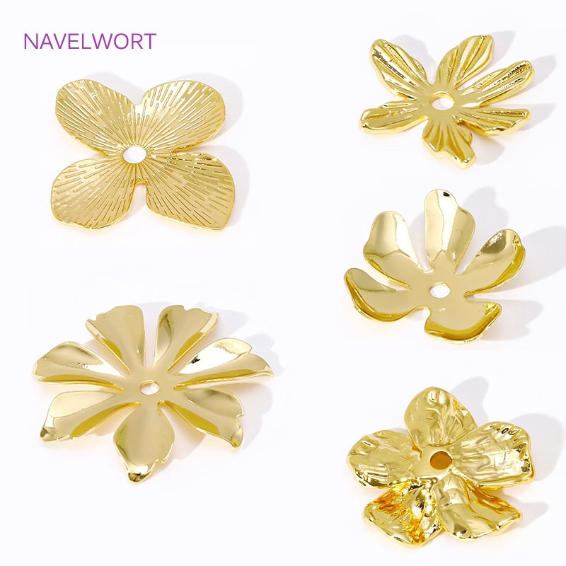 18K vergoldete große Blumenper – Bead Cap Flower Bewertung und Preis