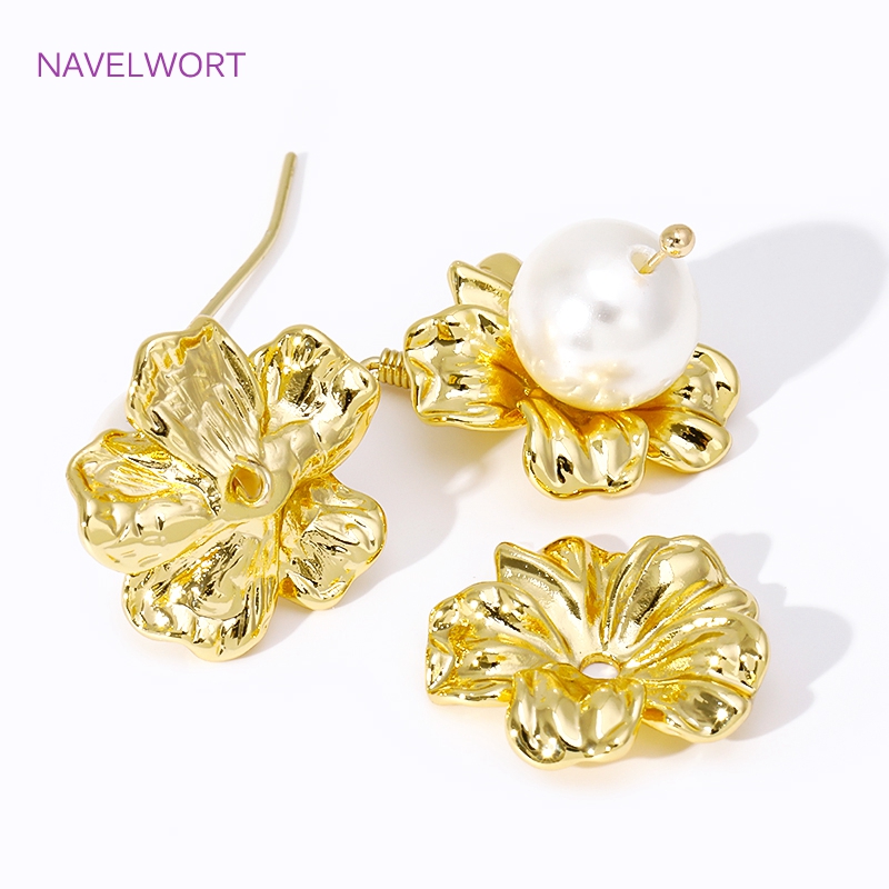 18K vergoldete große Blumenper – Bead Cap Flower Bewertung und Preis
