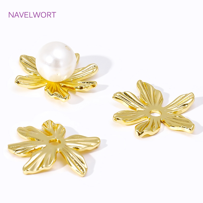 18K vergoldete große Blumenper – Bead Cap Flower Bewertung und Preis