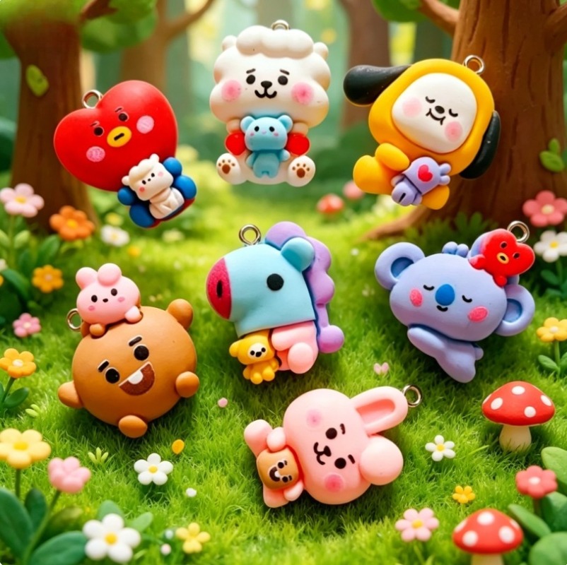 7 Stück BT21 Harz-Cartoon-Anhä – Jewelry Making Essentials Bewertung und Preis